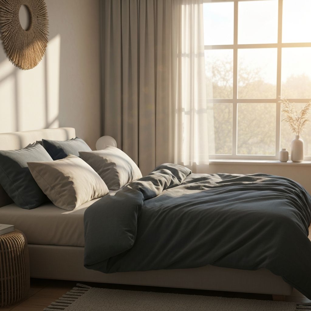 Peaceful bedroom with natural morning light